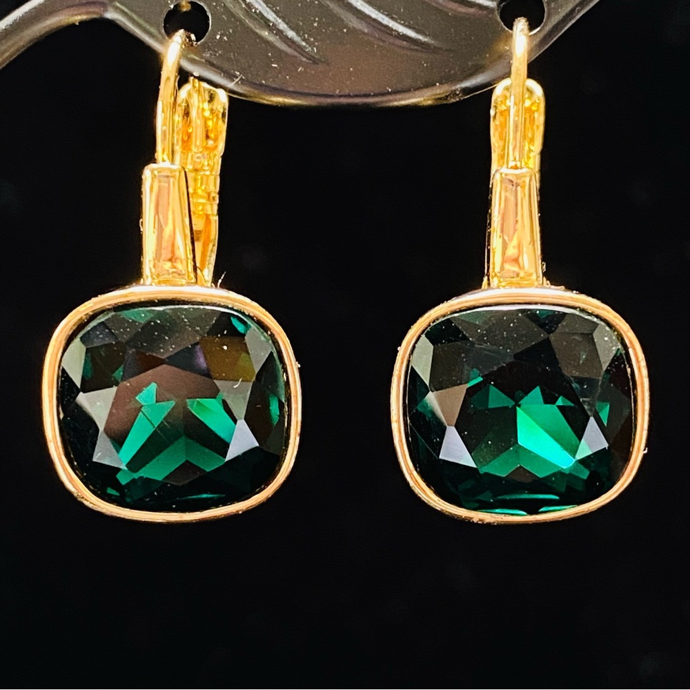 Vintage QVC Joan Rivers Classics Collection Bold Colored Sparkling Earring GREEN